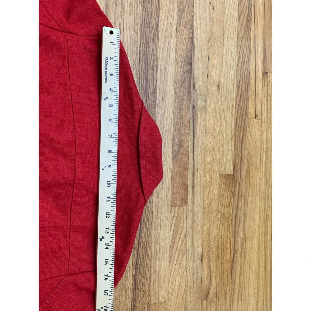 Coldwater Creek Women's Red‎ Linen Blend 10 Short Sleeve Button Jacket